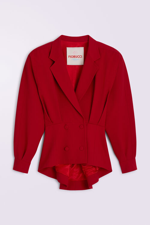 Puff Sleeve Cropped Blazer Red